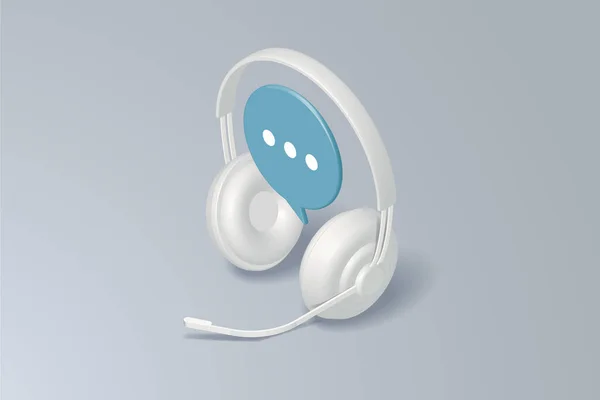 Headphones Microphone Speech Bubble Chat Icon Customer Consultation Service Online — Archivo Imágenes Vectoriales