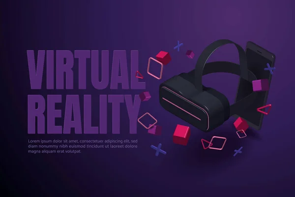 Experimente Tecnología Realidad Virtual Ilimitada Través Teléfonos Inteligentes Gafas Realidad — Vector de stock