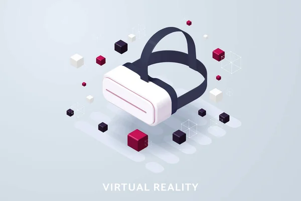 Pengalaman Teknologi Virtual Reality Tanpa Batas Melalui Kacamata Virtual Reality - Stok Vektor
