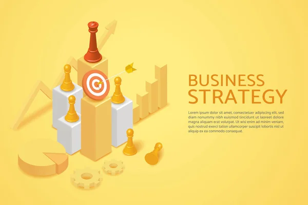 Business Strategy Planning Set Goals Work Growth Dartscheibe Element Chess — Stockvektor