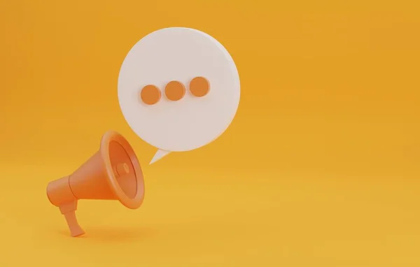 Orange Megaphone Chat Bubble Isolate Background Yellow Promotion Advertisement Render — Fotografia de Stock
