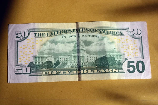Dinero Americano Natural Billetes Los Estados Unidos América Cantidad Cincuenta — Foto de Stock