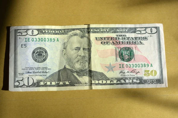 Denaro Americano Naturale Banconote Degli Stati Uniti America Importo Cinquanta — Foto Stock