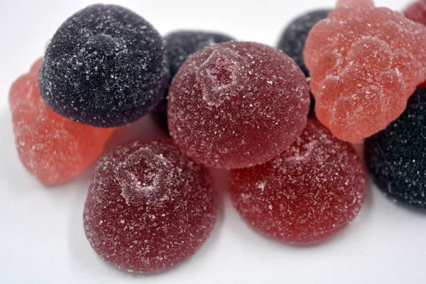 Cerise Lumineuse Rouge Violet Rose Délicieux Bonbons Sous Forme Fruits — Photo