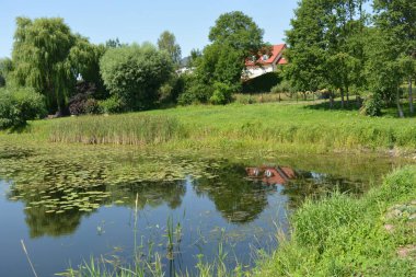 Bright, doll-like, stylish houses, private buildings are located around the amazing nature, the Bug River in the village of Ribenko-Nova of Gmina Wyszkw, within Wyszkw County, Masovian Voivodeship, in east-central Poland.