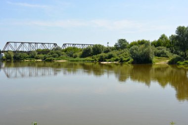 Böcek Nehri 'nin güzel ve renkli doğal manzaraları - ağaçlar, tepeler, sazlıklar, çimenler, nilüferler, berrak ve şeffaf su. Nehir Polonya 'nın Wyszkow kentindeki Rybienko Stare köyünde yer almaktadır..