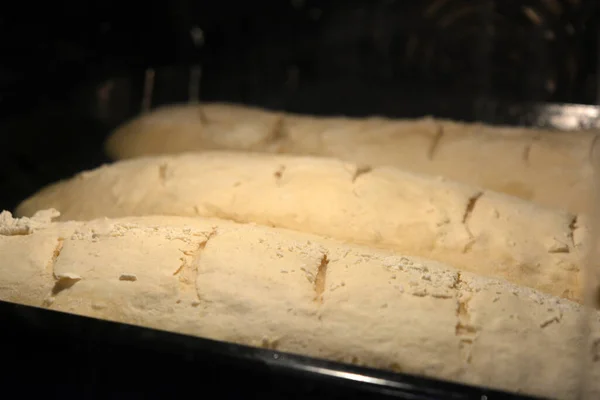 Beautiful Homemade Cakes Made Hand Homemade Bread Baguette Baked White — ストック写真