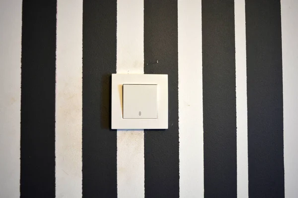 Building Materials Accessories White Plastic Switch Light Switch Located Wall — Foto de Stock