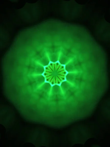 Vert Neon Light Glowing Night Time Abstract Symmetry Art Neon — Photo