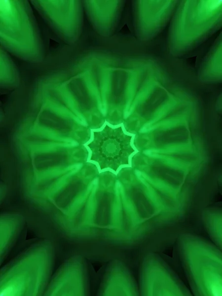 Green Neon Luz Brilhando Noite Símmetra Resumo Arte Neon Glows — Fotografia de Stock