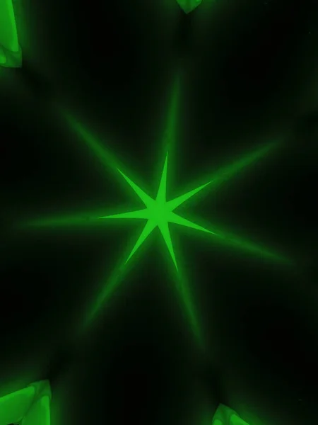 Luz Neon Verde Que Brilla Noche Abstracto Simmetría Arte Neon — Foto de Stock