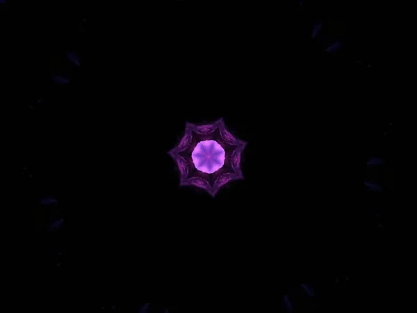 Purple Neon Light Glowing Night Time Abstract Symmetry Art Neon — Foto de Stock