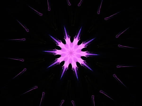 Purple Neon Light Glowing Nacht Time Abstract Symmetry Art Neon — Stockfoto