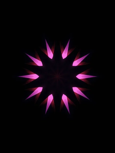 Purple Neon Light Glowing Nacht Time Abstract Symmetry Art Neon — Stockfoto