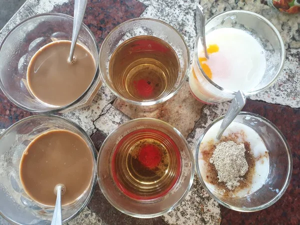 Comida Desayuno Con Huevos Cocidos Café Vintage Estilo Tailandés Venta —  Fotos de Stock