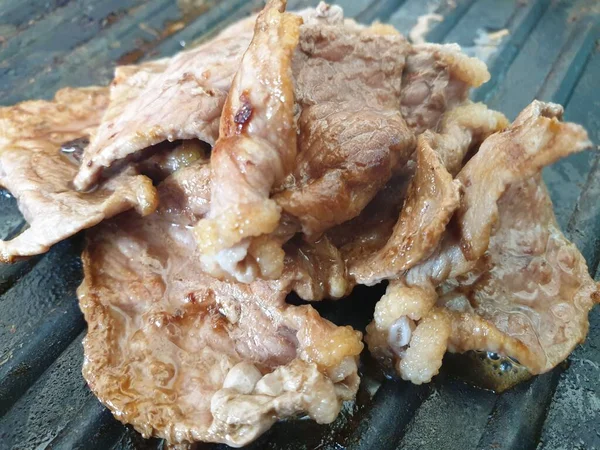Grillad Rått Kött Nöt Och Griskött Grill Bbq Mat Matlagning — Stockfoto