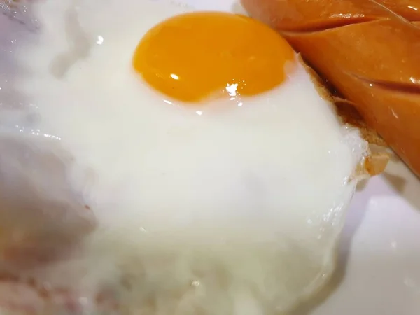 Comida Pequeno Almoço Com Ovos Macios Café Vintage Estilo Tailandês — Fotografia de Stock