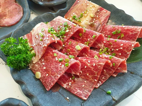 Carne Cruda Parrilla Res Cerdo Barbacoa Barbacoa Alimento Para Cocinar —  Fotos de Stock