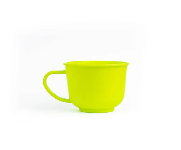 Image Isolated Single Ceramic Teacup Green Color Drink White Background — Stock Photo, Image