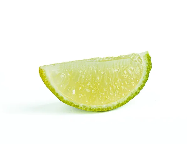 Image Closeup Isolated One Lime Lemon Ripe Slice Green Color — Stock Photo, Image
