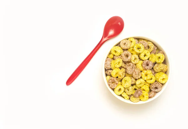 Image Isolated Top View Many Colors Yellow Pink Cereal Bowl — 图库照片