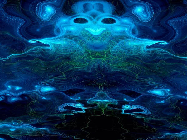 Abstrakter blauer Hintergrund mit Oktopus oder Tintenfisch - 3D-Illustration — Stockfoto