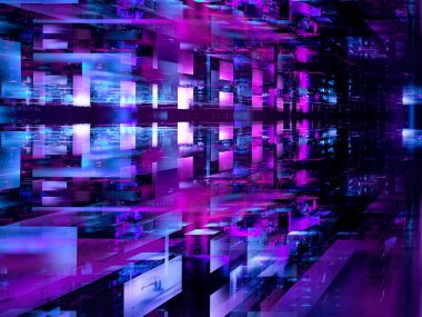 Cam blok duvar - soyut teknoloji 3D illüstrasyon