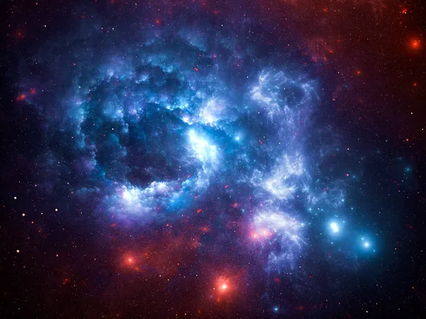 Nebulosa fractal - fundo espaço abstrato - ilustração 3d — Fotografia de Stock