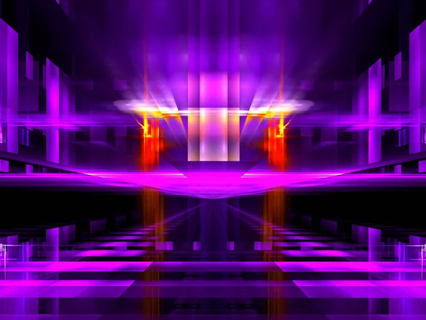 パースペクティブ効果を持つ紫と赤の背景-アブストラクト3Dイラスト — ストック写真