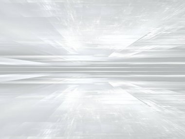 Beyaz fraktal perspektif arka planı - soyut 3d illüstrasyon