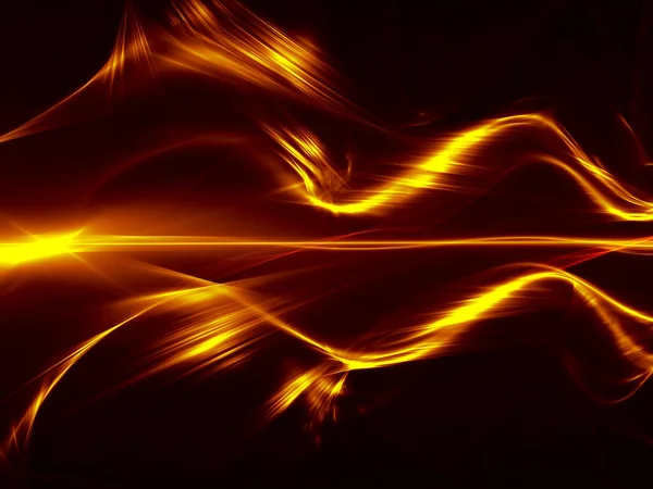 Arany fraktál háttér - izzó hullámok - számítógép által generált illusztráció — Stock Fotó