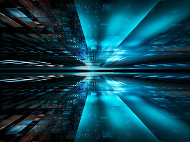 Basit fraktal perspektif arka planı - soyut 3d illüstrasyon