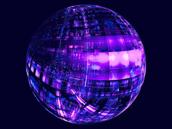 Esfera com textura tecnológica na superfície - ilustração 3d abstrata — Fotografia de Stock
