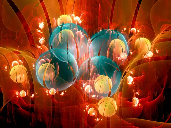 Fütürist çiçekler gibi parlak küreler - soyut 3D illüstrasyon