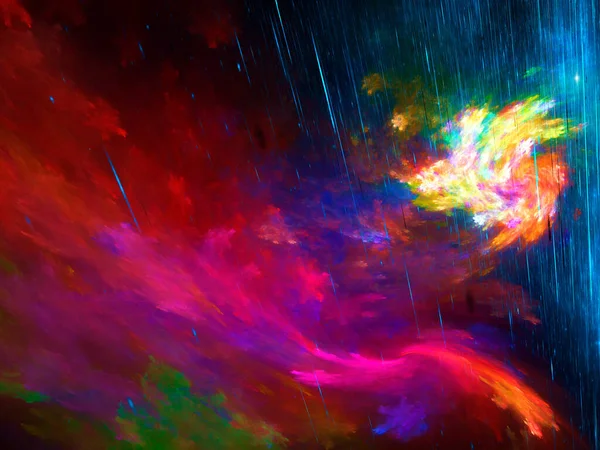 Futuristic multicolored background - unusual landscape with jets of rain — ストック写真