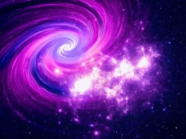 Espiral galaxia y cúmulos estelares - abstracto 3d ilustración - tema espacial — Foto de Stock