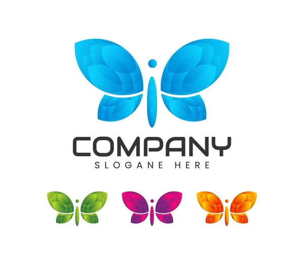 Modern Minimalist Butterfly Logo Design Template Golden Elegant Butterfly Icon — Stock Vector