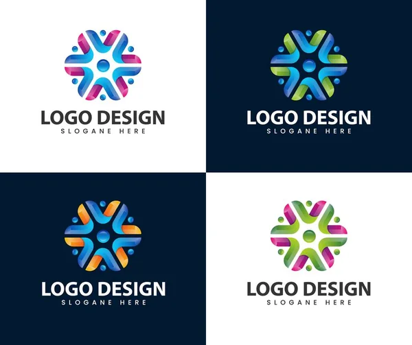 Abstract Business People Community Logo Design Team Work Logo Design — Stockvektor