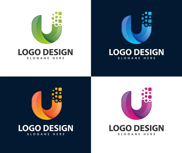 Letter Logo Design Template Technology Abstract Dot Connection Digital Letter — Image vectorielle