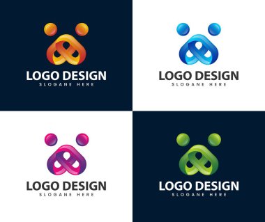 Abstract community 3d logo design. Happy people logo