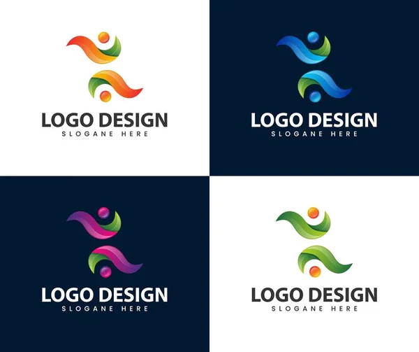 Team Logo Creative Two People Icon Community Partners Group Start — Image vectorielle