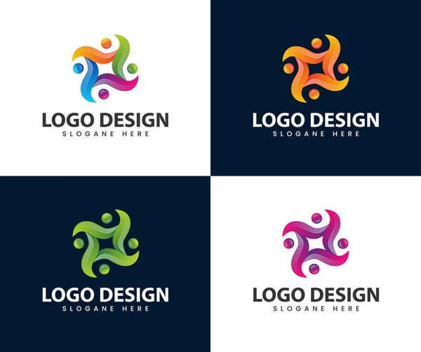 Social Humanity Colourful Logo Design Modern Logo Designs — Vector de stock