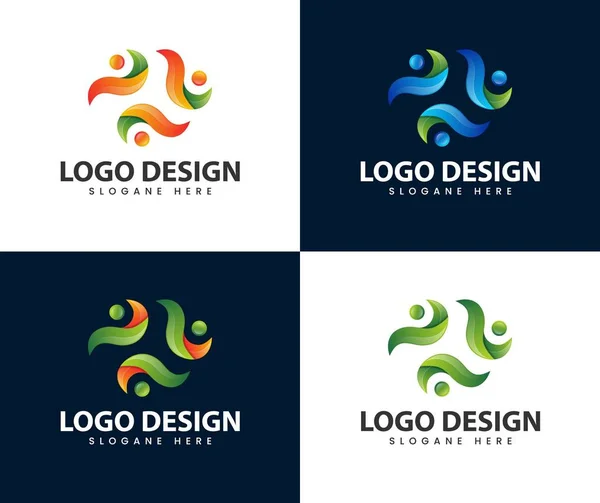 Team Logo Creative Three People Icon Community Partners Group Start — 图库矢量图片