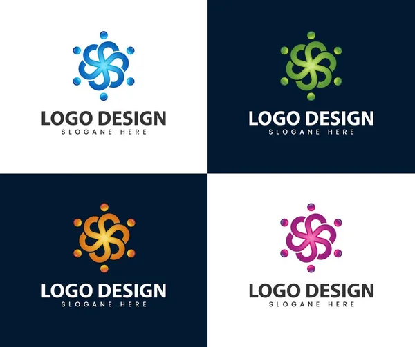 Abstract People Group Vector Logo Community Team Work Bussiness People — Vetor de Stock