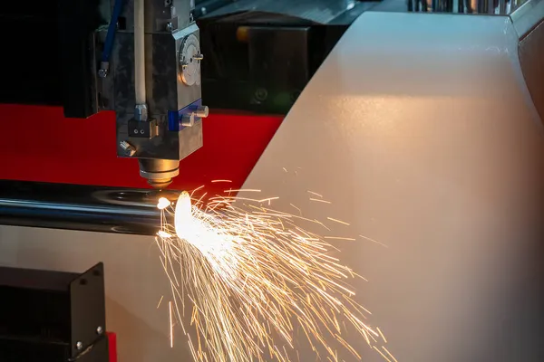 Vezel Laser Snijmachine Snijden Van Roestvrij Stalen Buis Controle Door — Stockfoto