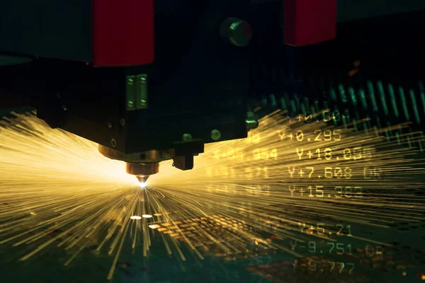 Abstract Scene Fiber Laser Cutting Machine Cutting Machine Code Data — Stock Photo, Image