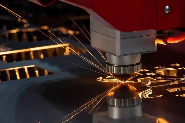 Close Scene Vezel Laser Snijmachine Snijmachine Snijd Metalen Plaat Het — Stockfoto