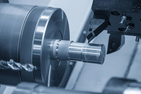 Машина Cnc Lathe Формує Частини Металевого Валу Technology Metal Working — стокове фото