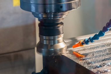 The CNC milling machine rough cutting the injection mold parts by face cutter tools. The mold and die manufacturing process by machining center with the solid endmill tools.