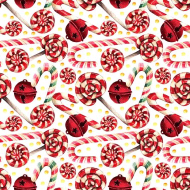 Suluboya çizimi, Mutlu Noeller, şeker kamışı. Lolipop. El yapımı. Arka plan ışığı, pürüzsüz desen